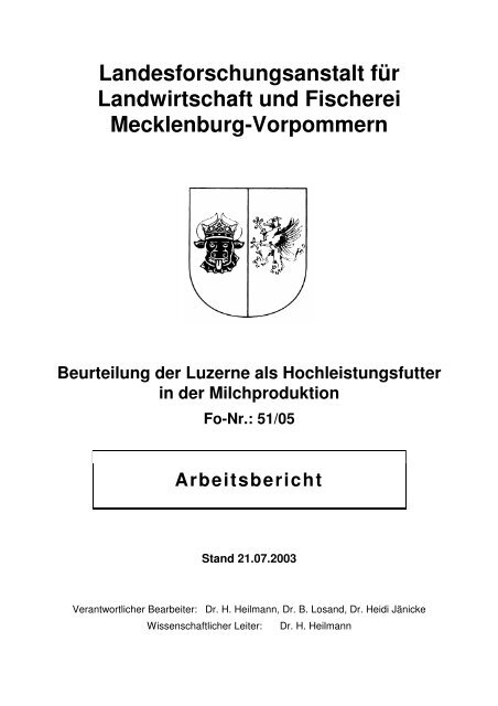 51/05 Arbeitsbericht - Landesforschungsanstalt für Landwirtschaft ...