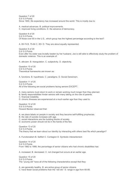 S05 Social Problems Exam 1 Answers (Ashworth College)