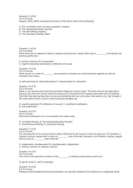 S06 SOCIAL PSYCHOLOGY EXAM 2 Answers (Ashworth College)