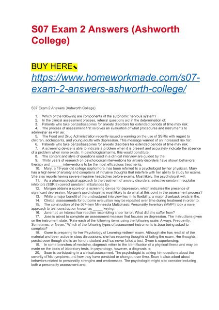 S07 Exam 2 Answers (Ashworth College)