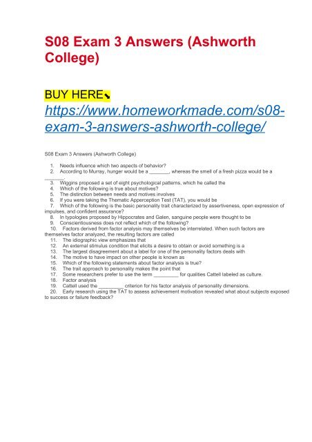 S08 Exam 3 Answers (Ashworth College)