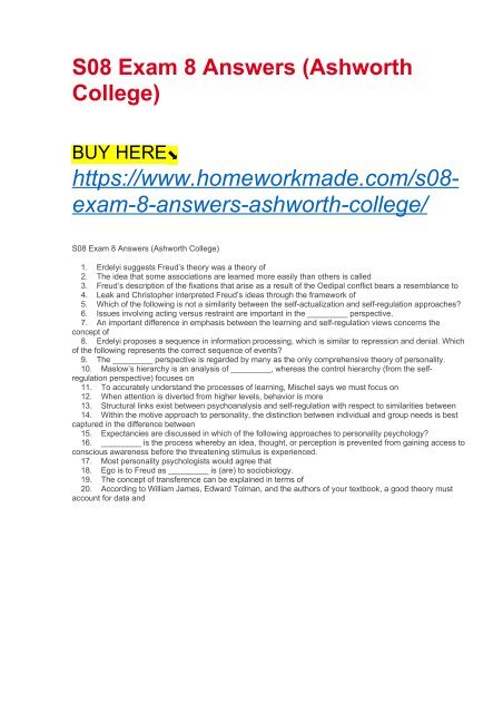 S08 Exam 8 Answers (Ashworth College)