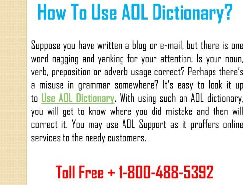 How to Use AOL Dictionary? 1-800-488-5392 