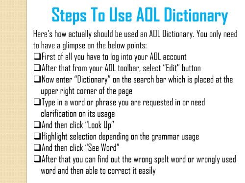 How to Use AOL Dictionary? 1-800-488-5392 