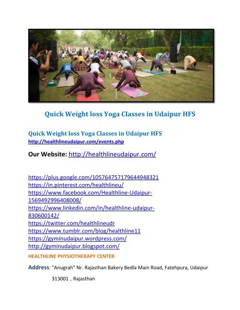 Quick Weight loss Yoga Classes in Udaipur HFS