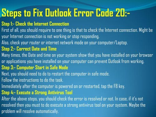 How to Fix Outlook Error Code 20? 1-800-208-9523 