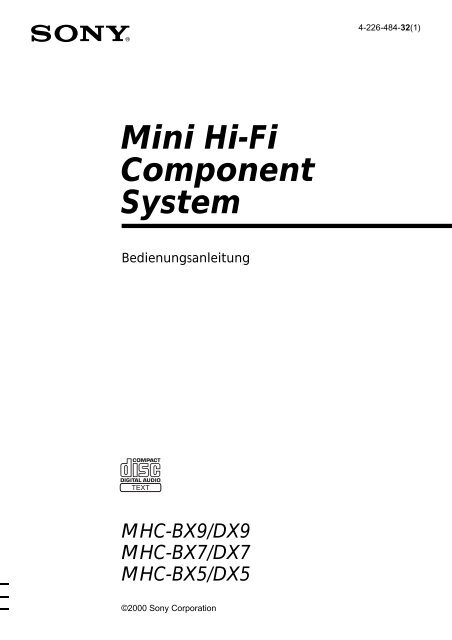 Sony MHC-DX7 - MHC-DX7 Consignes d&rsquo;utilisation Allemand