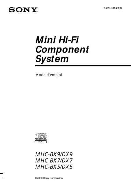 Sony MHC-DX7 - MHC-DX7 Consignes d&rsquo;utilisation