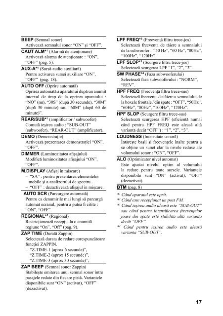 Sony CDX-GT44U - CDX-GT44U Mode d'emploi Roumain