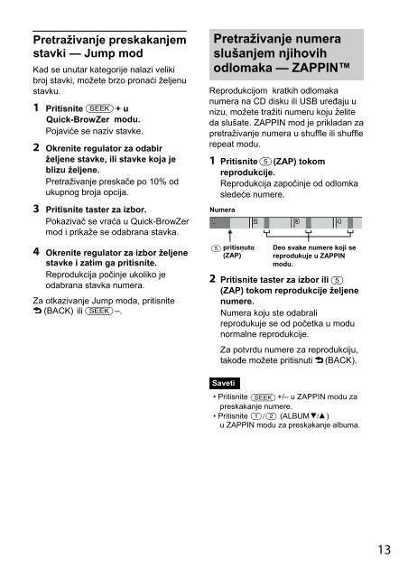 Sony CDX-GT44U - CDX-GT44U Mode d'emploi Serbe