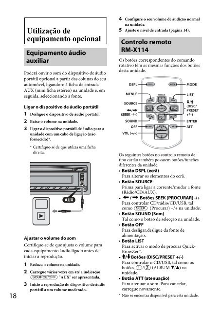 Sony CDX-GT44U - CDX-GT44U Mode d'emploi Portugais