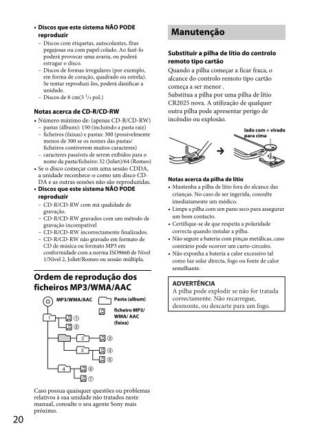 Sony CDX-GT44U - CDX-GT44U Mode d'emploi Portugais