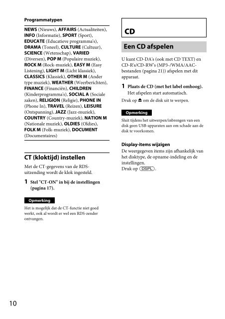 Sony CDX-GT44U - CDX-GT44U Consignes d&rsquo;utilisation Anglais