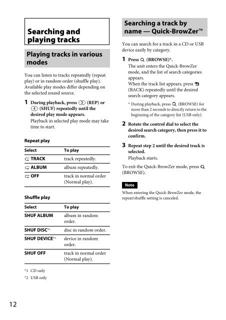 Sony CDX-GT44U - CDX-GT44U Consignes d&rsquo;utilisation Anglais