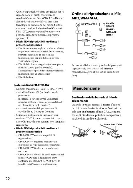 Sony CDX-GT44U - CDX-GT44U Consignes d&rsquo;utilisation Italien