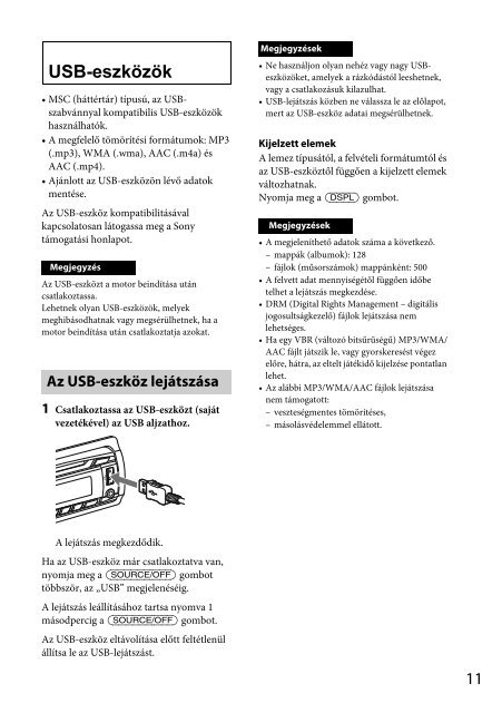 Sony CDX-GT44U - CDX-GT44U Mode d'emploi Hongrois