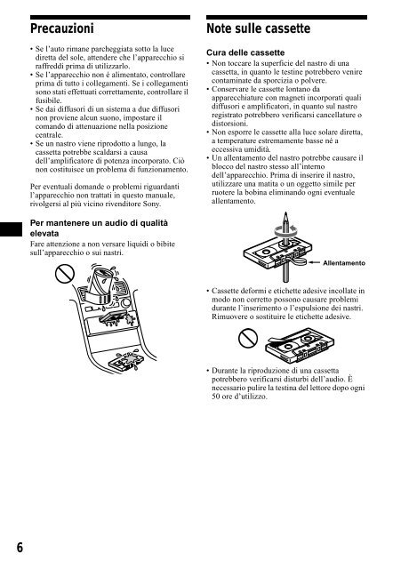 Sony XR-CA800 - XR-CA800 Consignes d&rsquo;utilisation Italien