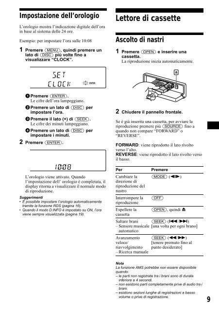 Sony XR-CA800 - XR-CA800 Consignes d&rsquo;utilisation Italien