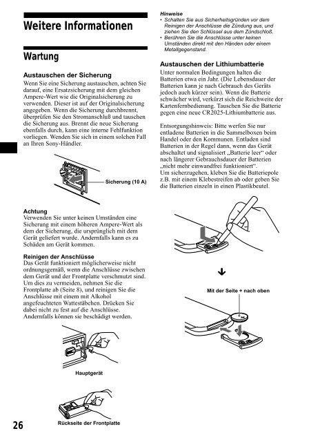 Sony XR-CA800 - XR-CA800 Consignes d&rsquo;utilisation Anglais