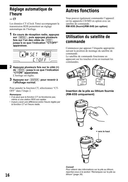 Sony XR-CA800 - XR-CA800 Consignes d&rsquo;utilisation Anglais