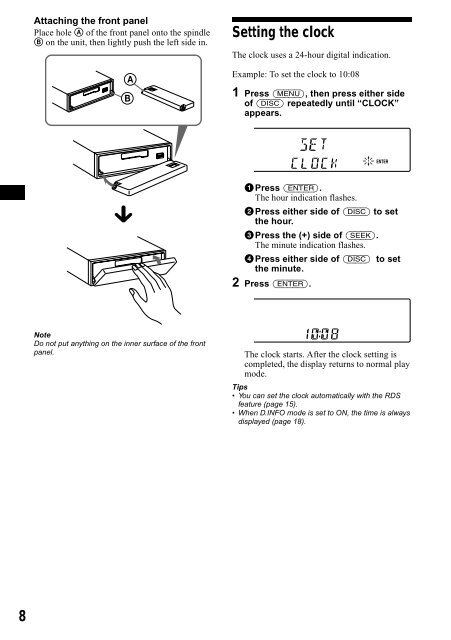 Sony XR-CA800 - XR-CA800 Consignes d&rsquo;utilisation Anglais