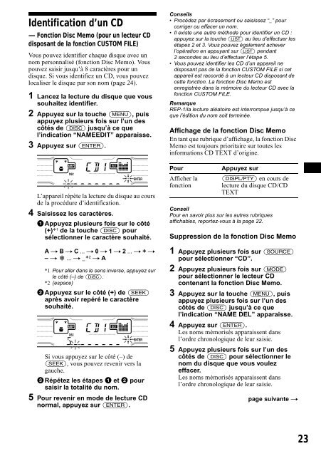 Sony XR-CA800 - XR-CA800 Consignes d&rsquo;utilisation