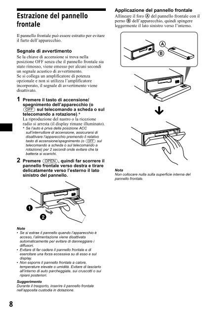 Sony XR-CA800 - XR-CA800 Consignes d&rsquo;utilisation