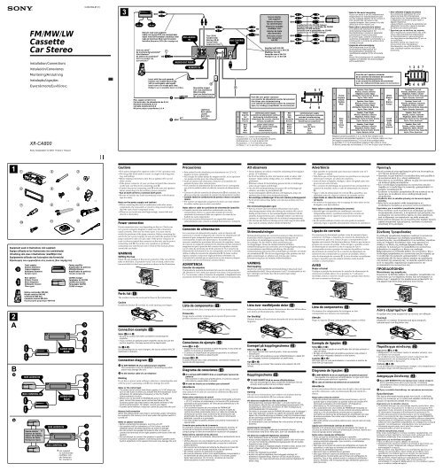 Sony XR-CA800 - XR-CA800 Guide d'installation Su&eacute;dois