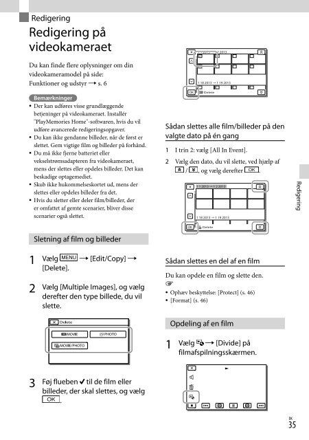 Sony HDR-PJ650E - HDR-PJ650E Consignes d&rsquo;utilisation Danois