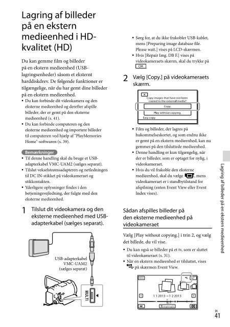 Sony HDR-PJ650E - HDR-PJ650E Consignes d&rsquo;utilisation Danois