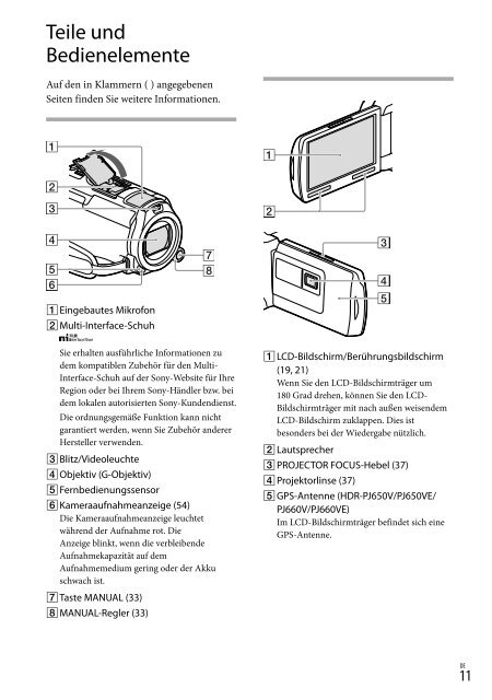 Sony HDR-PJ650E - HDR-PJ650E Consignes d&rsquo;utilisation Allemand