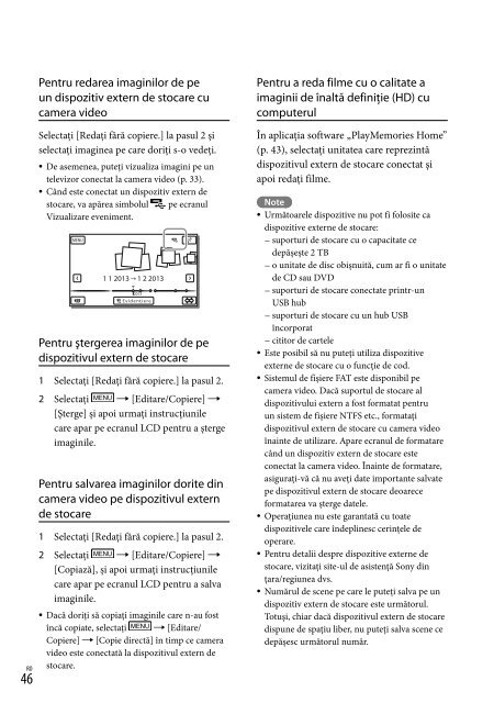 Sony HDR-PJ650E - HDR-PJ650E Consignes d&rsquo;utilisation Roumain