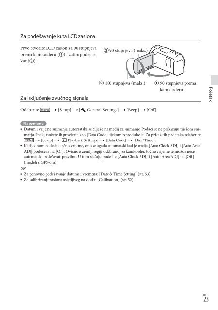 Sony HDR-PJ650E - HDR-PJ650E Mode d'emploi Croate