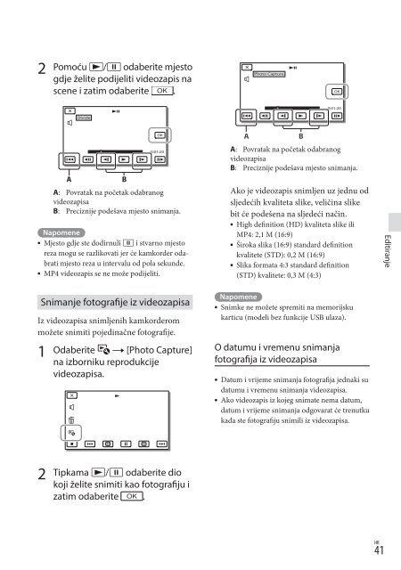 Sony HDR-PJ650E - HDR-PJ650E Mode d'emploi Croate