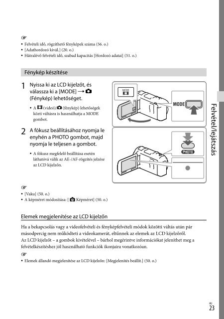 Sony HDR-PJ650E - HDR-PJ650E Consignes d&rsquo;utilisation Hongrois