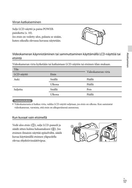 Sony HDR-PJ650E - HDR-PJ650E Consignes d&rsquo;utilisation Finlandais