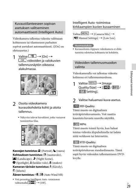 Sony HDR-PJ650E - HDR-PJ650E Consignes d&rsquo;utilisation Finlandais