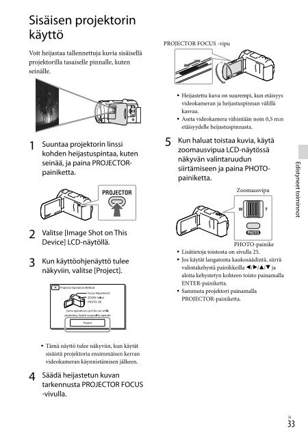 Sony HDR-PJ650E - HDR-PJ650E Consignes d&rsquo;utilisation Finlandais