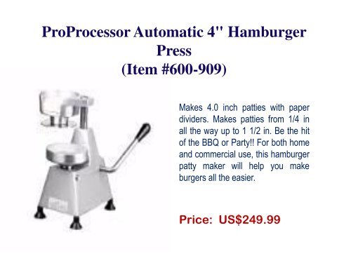 Best Hamburger Patty Presses Only on ProProcessor.com