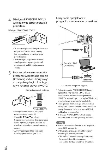 Sony HDR-PJ650E - HDR-PJ650E Consignes d&rsquo;utilisation Polonais