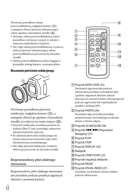 Sony HDR-PJ650E - HDR-PJ650E Consignes d&rsquo;utilisation Polonais