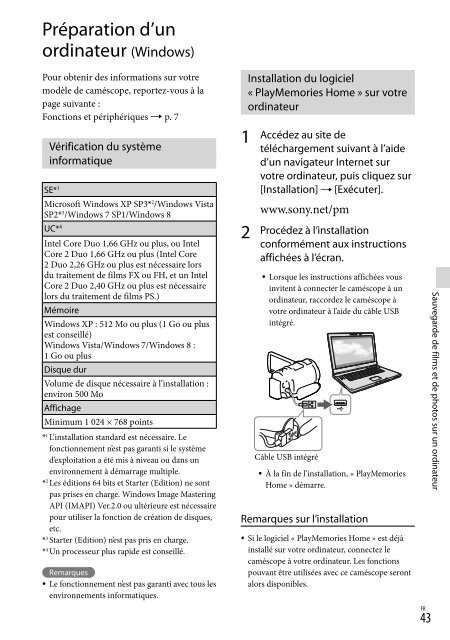 Sony HDR-PJ650E - HDR-PJ650E Consignes d&rsquo;utilisation Portugais