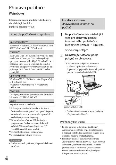 Sony HDR-PJ650E - HDR-PJ650E Consignes d&rsquo;utilisation Tch&egrave;que