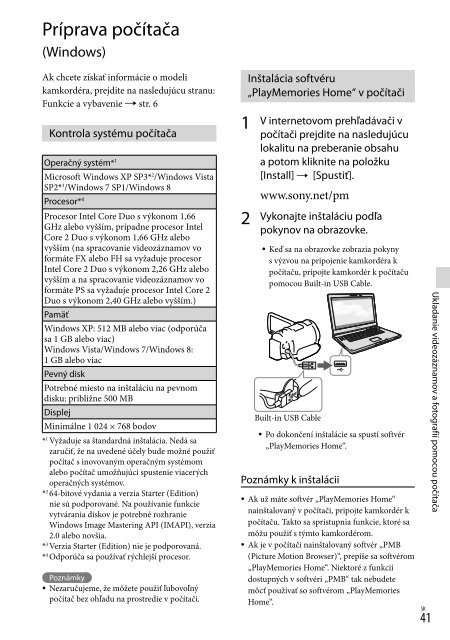 Sony HDR-PJ650E - HDR-PJ650E Consignes d&rsquo;utilisation Slovaque