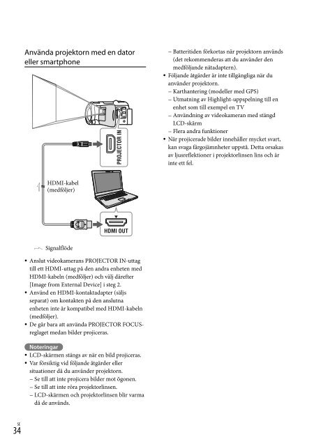 Sony HDR-PJ650E - HDR-PJ650E Consignes d&rsquo;utilisation Su&eacute;dois