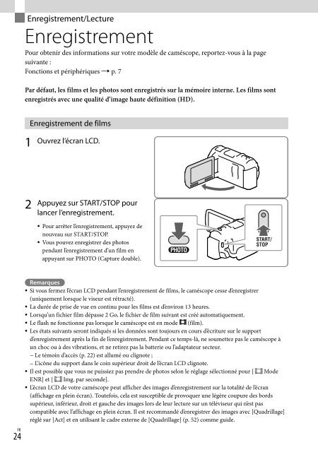 Sony HDR-PJ650E - HDR-PJ650E Consignes d&rsquo;utilisation