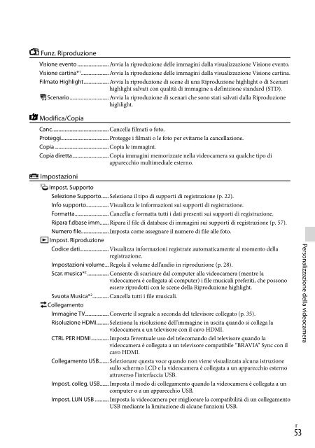 Sony HDR-PJ650E - HDR-PJ650E Consignes d&rsquo;utilisation Italien