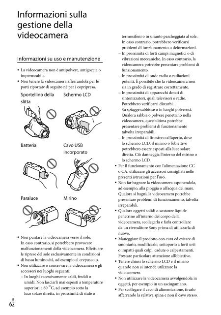 Sony HDR-PJ650E - HDR-PJ650E Consignes d&rsquo;utilisation Italien