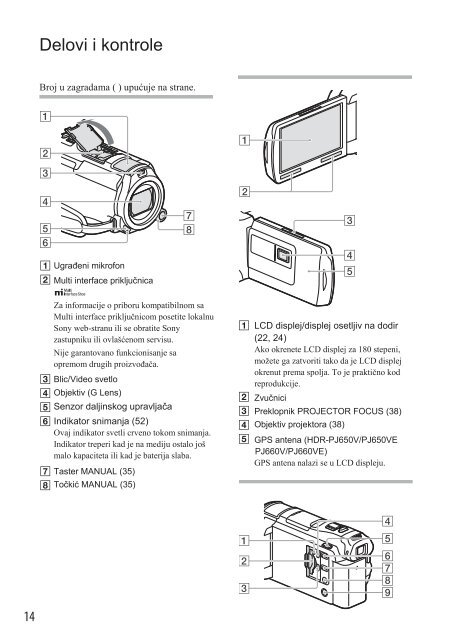 Sony HDR-PJ650E - HDR-PJ650E Mode d'emploi Serbe