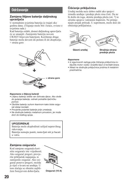 Sony CDX-GT450U - CDX-GT450U Consignes d&rsquo;utilisation Croate